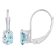 6x4mm Oval Aquamarine Rhodium Over 10k White Gold Drop Earrings