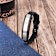 Mens Stainless Steel with Carbon Fiber and Black Leather Bar Bracelet