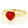 Red Jadeite Heart Ring In 18K Gold Over Sterling Silver 7mm
