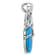 Rhodium Over Sterling Silver Blue Created Opal Octopus Chain Slide Pendant