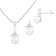 6-7mm Button White Freshwater Pearl and CZ Rhodium Over Sterling Earring
and Pendant W/Chain Set