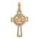 14K Yellow Gold and 14k Rose Gold Textured Claddagh Cross Charm