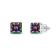 Multi-color Cubic Zirconia 14k White Gold Studs With Velvet Gift Box 4.00ctw