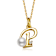 Initial P CZ And Pearl Simulant Pendant Necklace In 14K Gold Over Brass