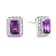 Purple Amethyst with Moissanite Accents Rhodium Over Sterling Silver
Halo Stud Earrings