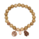 Rose Stainless Steel Antiqued and Polished Owl Taupe Dyed Jade Bracelet
