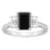 8x6mm Emerald Cut Black Onyx And White Topaz Rhodium Over Sterling
Silver 3-Stone Ring