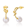 Pear Shape Freshwater Pearl Love Knot Half-Hoop Earrings In 14K Gold
Over Sterling Silver