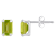 6x4mm Emerald Cut Peridot Rhodium Over 10k White Gold Stud Earrings