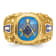 10K Yellow Gold Men's Nugget Texture and Lab Created Sapphire Masonic Ring