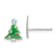 Rhodium Over Sterling Silver Enamel Kids Christmas Tree Post Earrings