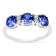 Blue Sapphire and Moissanite 3-Stone RingRhodium Over Sterling Silver
Round Lab Created