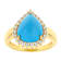 Turquoise Pear And White Zircon Ring In 18K Gold Over Sterling Silver 0.41ctw
