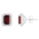 7x5mm Emerald Cut Garnet 1/5 ctw Diamond Rhodium Over Sterling Silver
Halo Stud Earrings