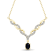 0.55ct Oval Sapphire with White Diamond Accent 14K Gold Over Sterling
Silver Necklace