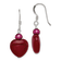 Sterling Silver Polished Red Freshwater Pearl and Red Jadeite Heart
Dangle Earrings