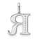 14K White Gold Diamond Letter R Initial Pendant