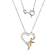White Diamond Simulant Rhodium and 18k Yellow Gold Over Silver Heart
Pendant 0.21ctw