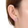 CZ Halo Stud Earrings In White Rhodium Over Brass