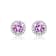 Pink CZ Halo Stud Earrings In White Rhodium Over Brass
