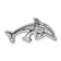 Rhodium Over 14k White Gold Diamond Two Dolphins Chain Slide Pendant