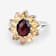 Red Garnet and Yellow Citrine Rhodium Over Sterling Silver Oval Floral
Cocktail Ring 5.5ctw