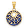 14k Yellow Gold Polished Blue Enameled Sun and Stars Pendant