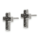 Stainless Steel Brushed and Polished Black IP-plated Textured Cross Earrings