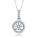 CZ Halo Pendant Necklace In White Rhodium Over Brass