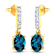 1.40ctw 14K Yellow Gold London Blue Topaz and White Diamond Halo Earrings