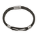 Black Leather and Stainless Steel Brushed and Polished Infinity Sign Bracelet