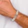 White Cubic Zirconia Stainless Steel Brushed Rose IP Plated Men's Bracelet
