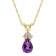 7x5mm Pear Shape Amethyst with Diamond Accents 14k Yellow Gold Pendant
With Chain