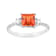 Peach Orange Lab Created Padparadscha Sapphire Rhodium Over Sterling
Silver Three Stone Ring