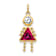 10k Yellow Gold Red Ruby Simulant July Birthstone and Clear Cubic
Zirconia Girl Charm