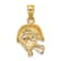 14k Yellow Gold Polished and Textured Open-Backed Football Helmet pendant