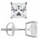 White Cubic Zirconia 14k White Gold Studs With Velvet Gift Box 3.00ctw