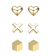 Heart And Cross Three-Piece Stud Earrings Set In 14K Gold Over Sterling Silver