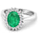 1.19ctw Green Emerald and Diamond 14K White Gold Halo Ring