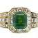 Rectangular Green Emerald and White Diamond 18K Yellow Gold Ring. 4.30 CTW