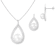 7-11mm Button White Freshwater Pearl and CZ Rhodium Over Sterling
Earring and Pendant W/Chain Set
