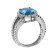 Blue Topaz and Diamond 14k White Gold Halo Split Shank Ring 4.00ctw