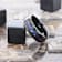 COSMIC Black Tungsten Ring with Crushed Alexandrite and Dark Blue and
Purple Crushed Goldstone 8mm