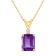9x7mm Emerald Cut Amethyst with Diamond Accent 14k Yellow Gold Pendant
With Chain