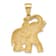 14k Yellow Gold Solid Satin and Diamond-Cut Open-backed Elephant Pendant