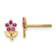 14K Yellow Gold Polished Dark Pink and White Cubic Zirconia Stone Flower
Stud Earrings