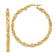 14k Yellow Gold Polished and Textured Twisted 1 3/4" Hoop Earrings