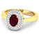 1.11ctw Red Ruby and Diamond 14K Yellow Gold Halo Ring