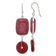 Sterling Silver Polished Carnelian and Red Jadeite Dangle Earrings