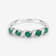 Green Emerald and White Topaz Sterling Silver 5 Stone Band Ring